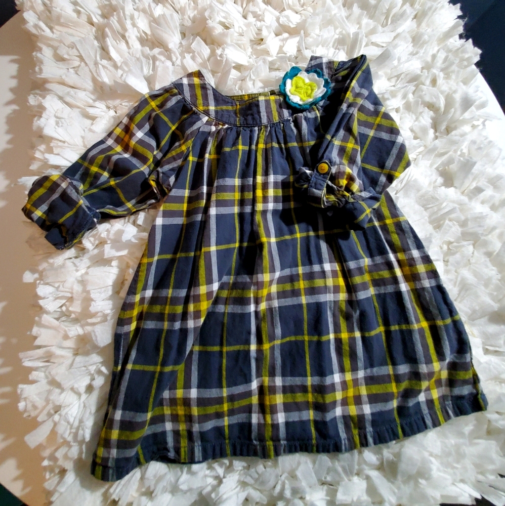 Cotton check patterned casual dress one-piece